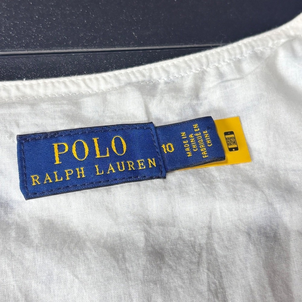 Polo Ralph Lauren Wrap Dress Floral Midi White Cotton Midi Cottagecore Preppy 10 - Picture 13 of 16
